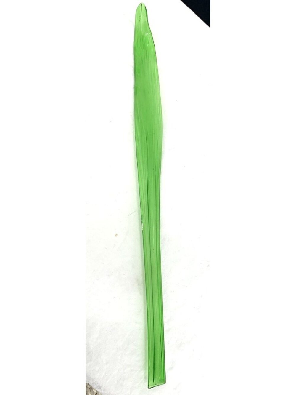 Green Leaf Hand Blown Glass Long Stem 24" Ribbed